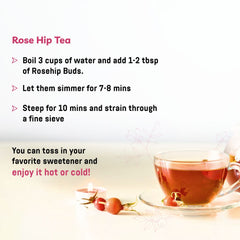 Rose Hip Tea, 100% Natural Origin, 125g for Immunity Boost, Calm Mind & Glowing Skin