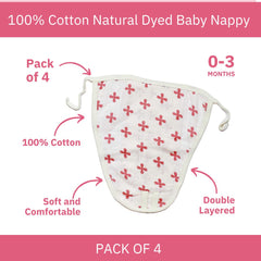 Organic Cotton Cloth Nappy – Naturally Dyed & Reusable (Pack of 4pcs)