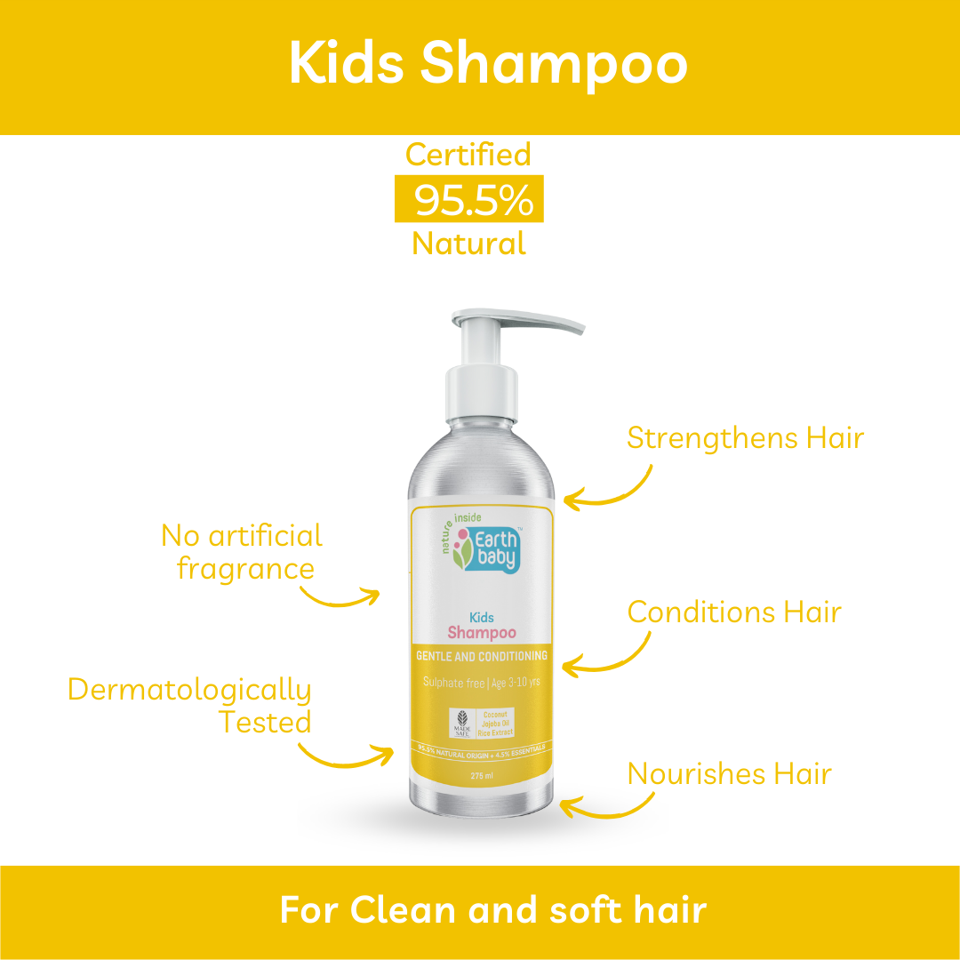 Kids Shampoo, 3 to 10 years, 95.5% Natural Origin, 30ml