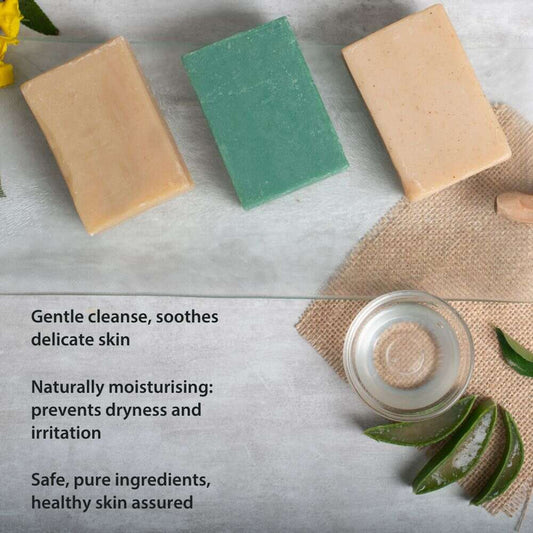 Natural Handmade Bath Soap Combo (100g x 3) — Gentle Cleansing, Soothing Care, No Nasty Stuff