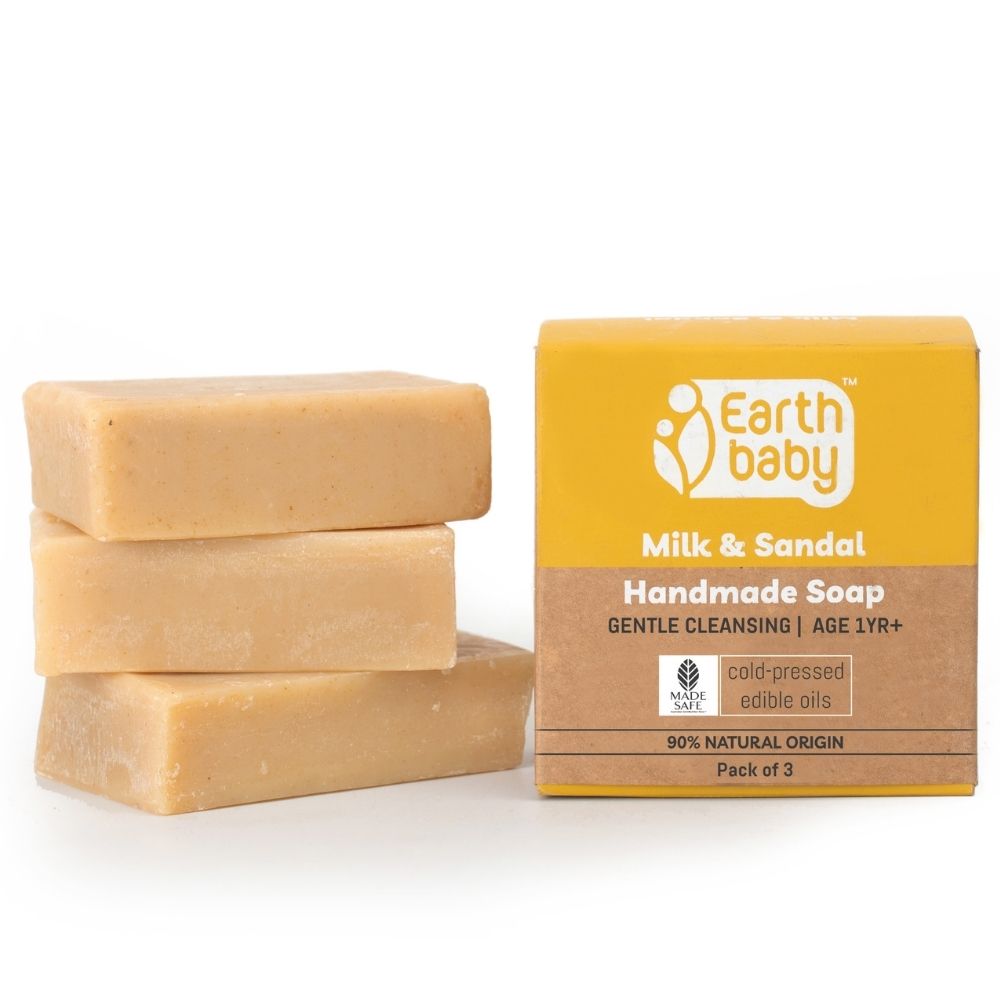 Handmade Milk & Sandal Soap for kids 1 year and above, 90% Natural Origin