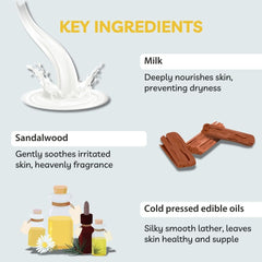 Handmade Milk & Sandal Soap for kids 1 year and above, 90% Natural Origin