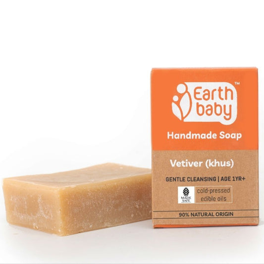 Handmade Vetiver Soap, For Kids 1 Year+, 90% Natural Origin (100g, 100g x 3) — Calms Skin, Cools Naturally, Keeps Skin Soft
