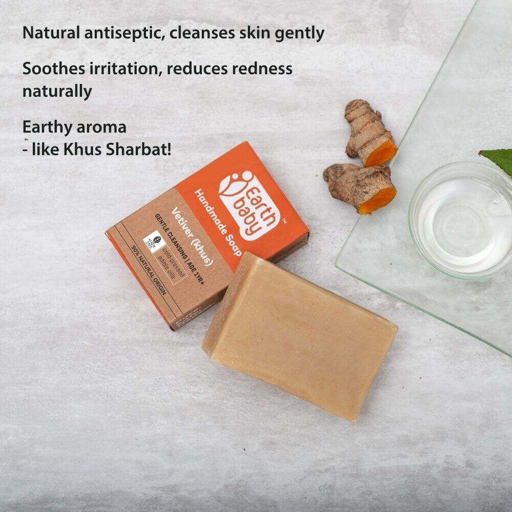 Handmade Vetiver (Khus) Soap, for kids 1 year and above