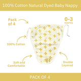 Organic Cotton Cloth Nappy – Naturally Dyed & Reusable (Pack of 4pcs)