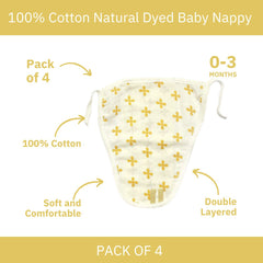 Organic Cotton Cloth Nappy – Naturally Dyed & Reusable (Pack of 4pcs)
