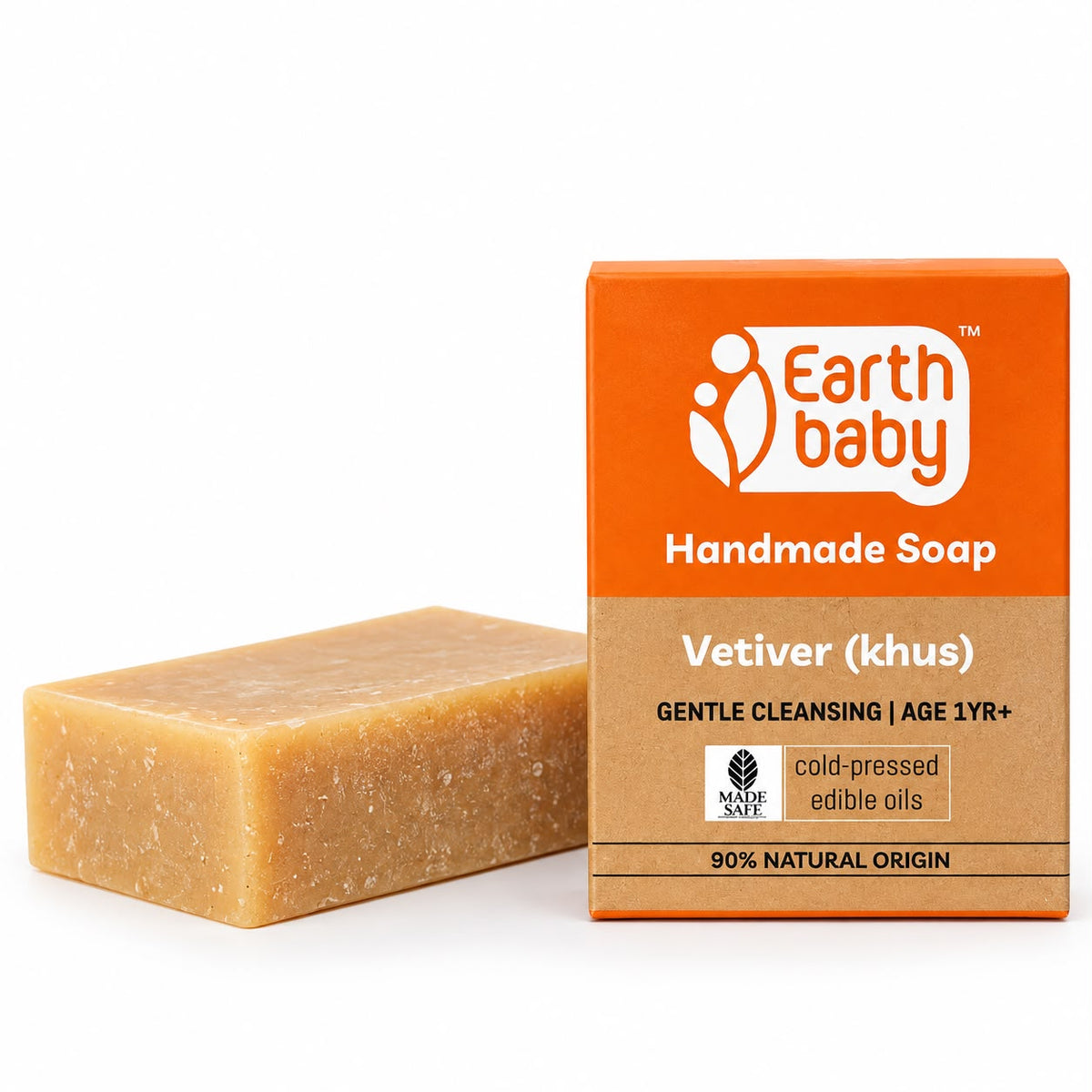 Handmade Vetiver Soap, For Kids 1 Year+, 90% Natural Origin (100g, 100g x 3)