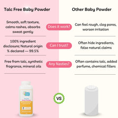 Talc‑Free Baby Powder, 99.5% Natural Origin, 150g — The Powder That Doesn’t Scratch